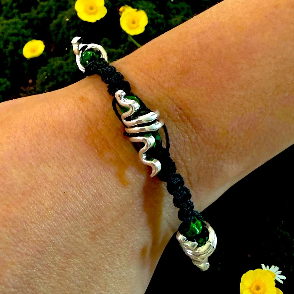 Elegant Silver and Green Bracelet